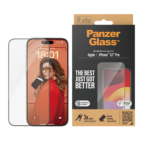 Kính Cường Lực PanzerGlass Clear dành Cho Iphone 15 Pro/ 15 Pro Max (Full) - hàng chính hãng