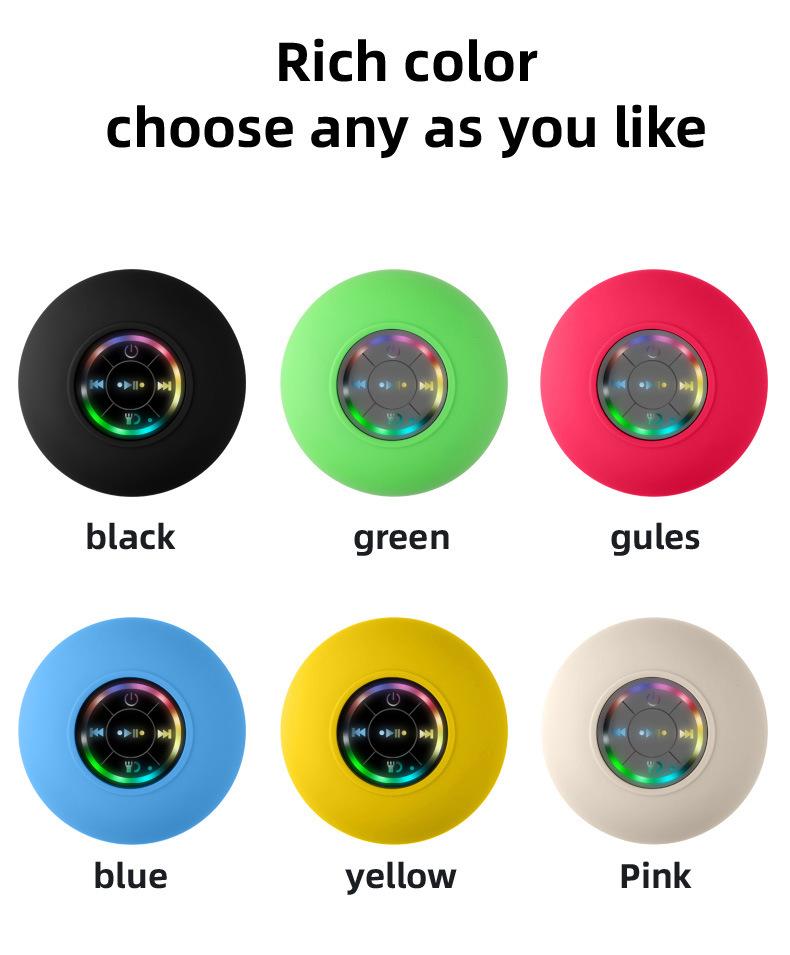 Loa Bluetooth mini Phòng tắm chống nước Âm thanh Loa vòi hoa sen không dây Đèn RGB cho điện thoại Soundbar Loa ô tô rảnh tay Màu sắc: đen