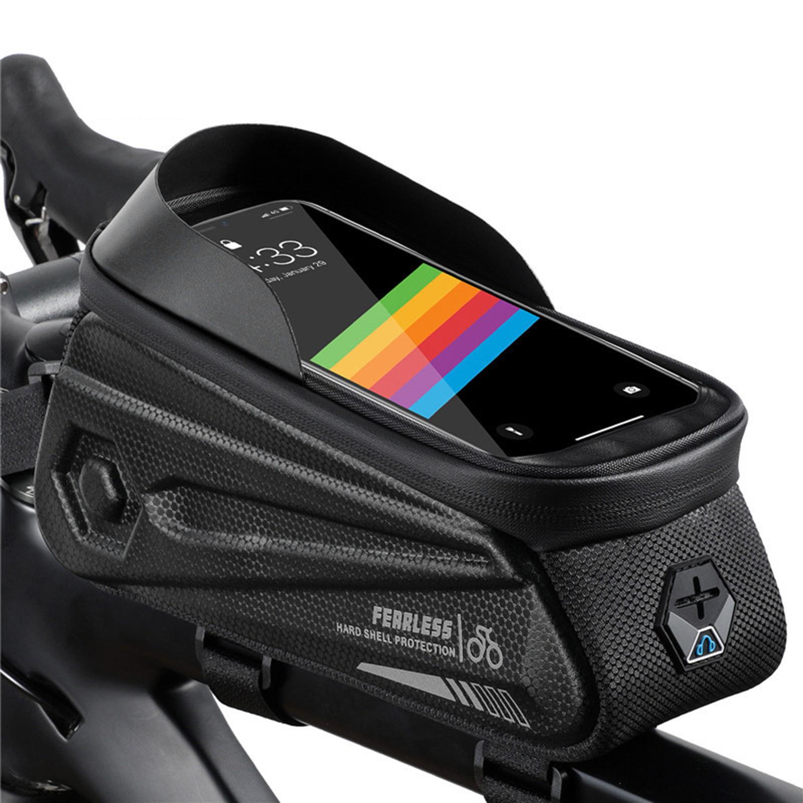 Bicycle Front Frame Bag Top Tube Crossbar Pouch Touch Screen Black