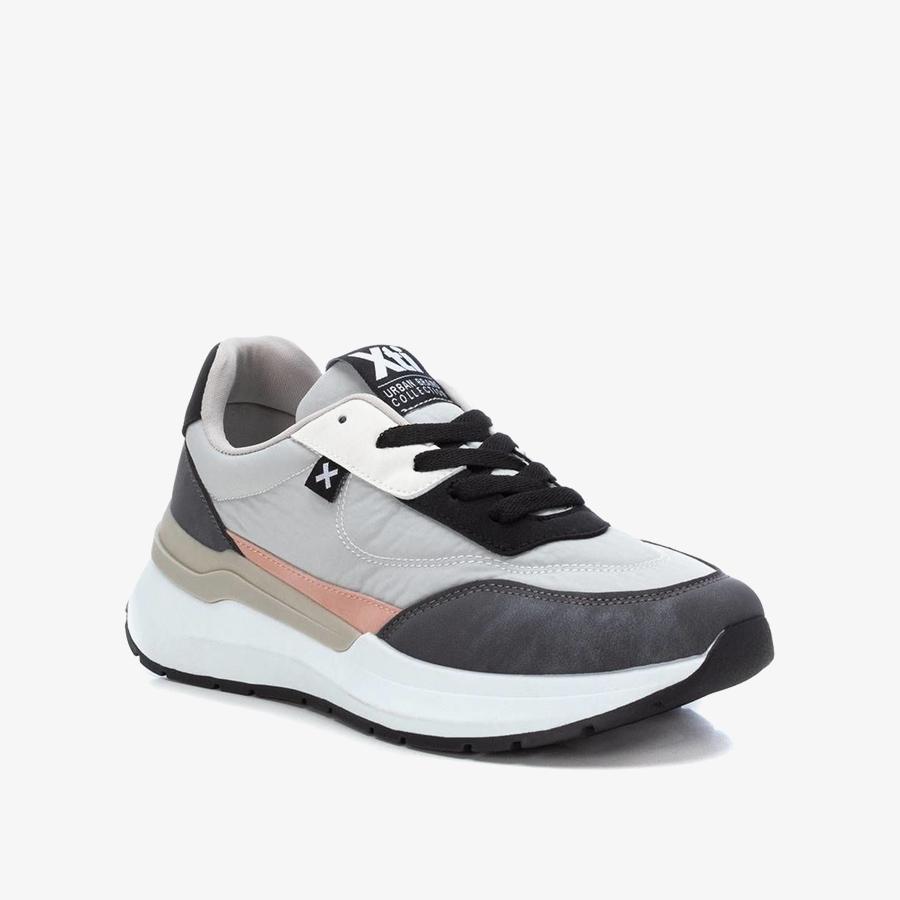 Giày Sneakers Nữ XTI Grey Textile Combined Ladies Shoes