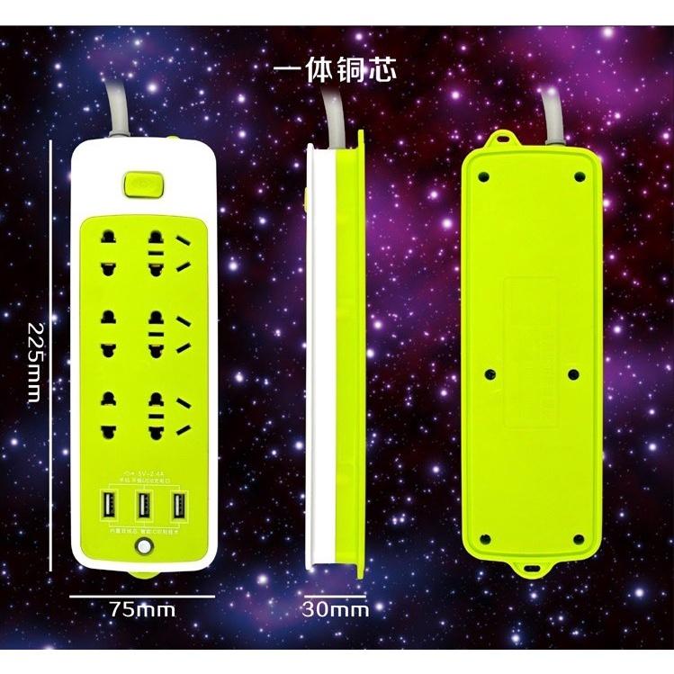 Ổ điện xanh đa năng kèm cổng cắm USB
