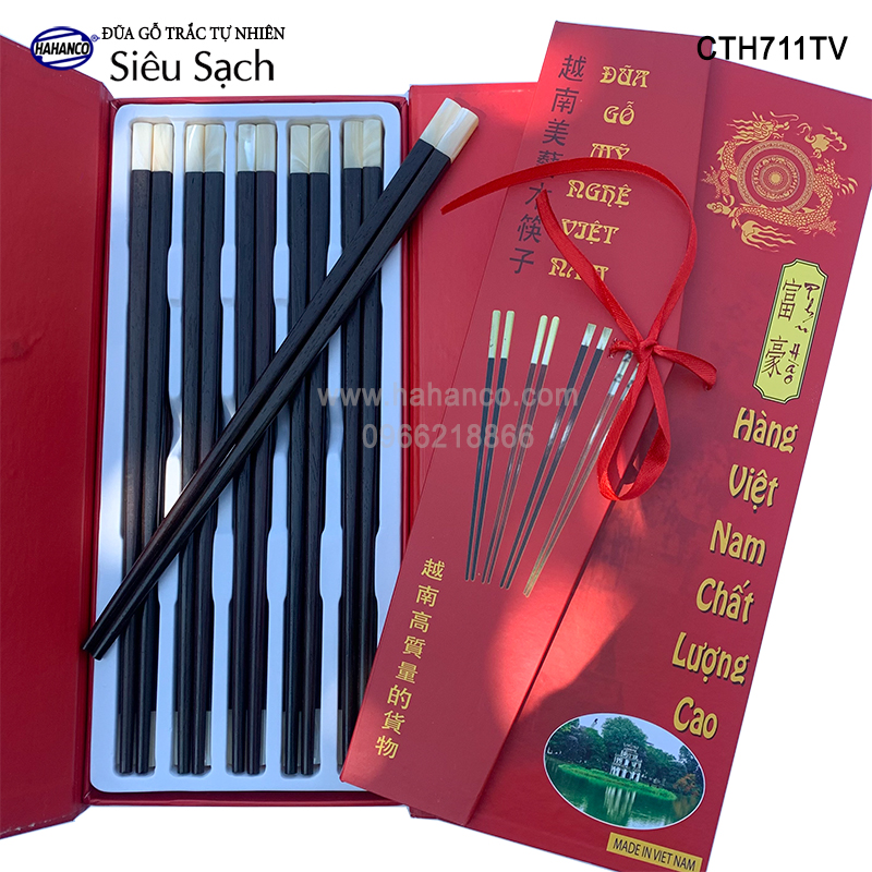 Đũa gỗ trắc vuông đầu ốc biển New Zealand Hàng VIP - đũa gỗ tự nhiên siêu sạch - an toàn cho sức khỏe - CTH711TV - Chopstick of HAHANCO