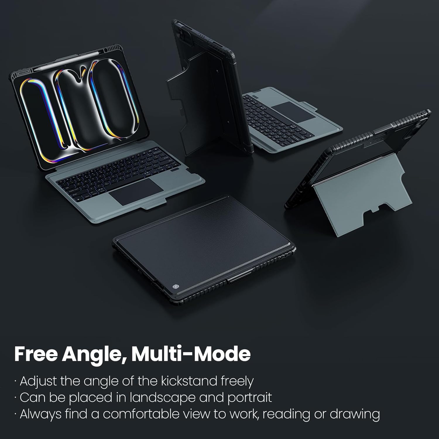 Bao Da Kèm Bàn Phím cho iPad Pro 11 inch &amp; iPad Pro 13 inch M4 2024 Nillkin Bumper Combo Case Keyboard (Có Đèn Nền Backlit Keyboard) - Hàng Chính Hãng