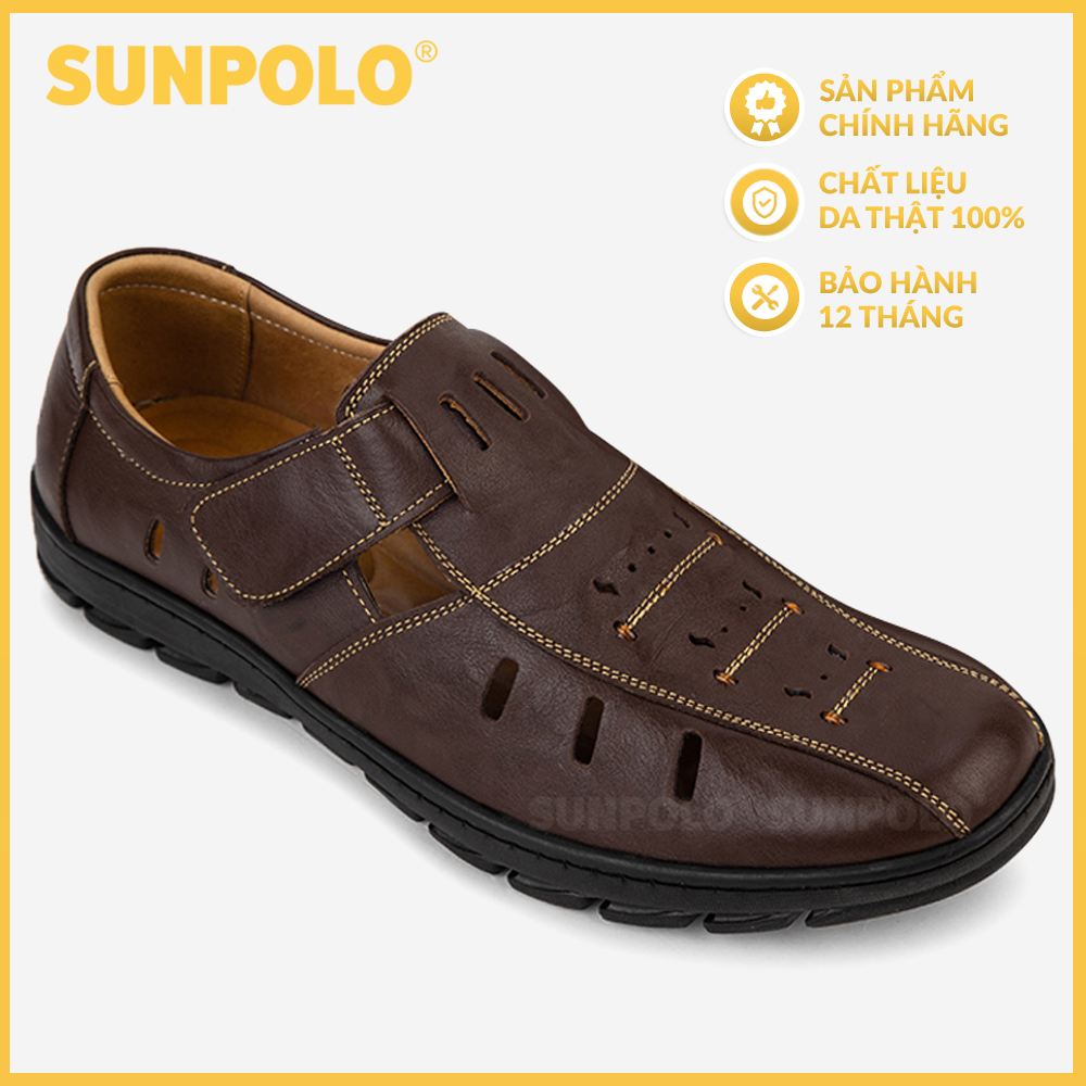 Giày Rọ Nam Da Bò Sunpolo Sta680 Đen, Nâu - 43 - Màu Nâu