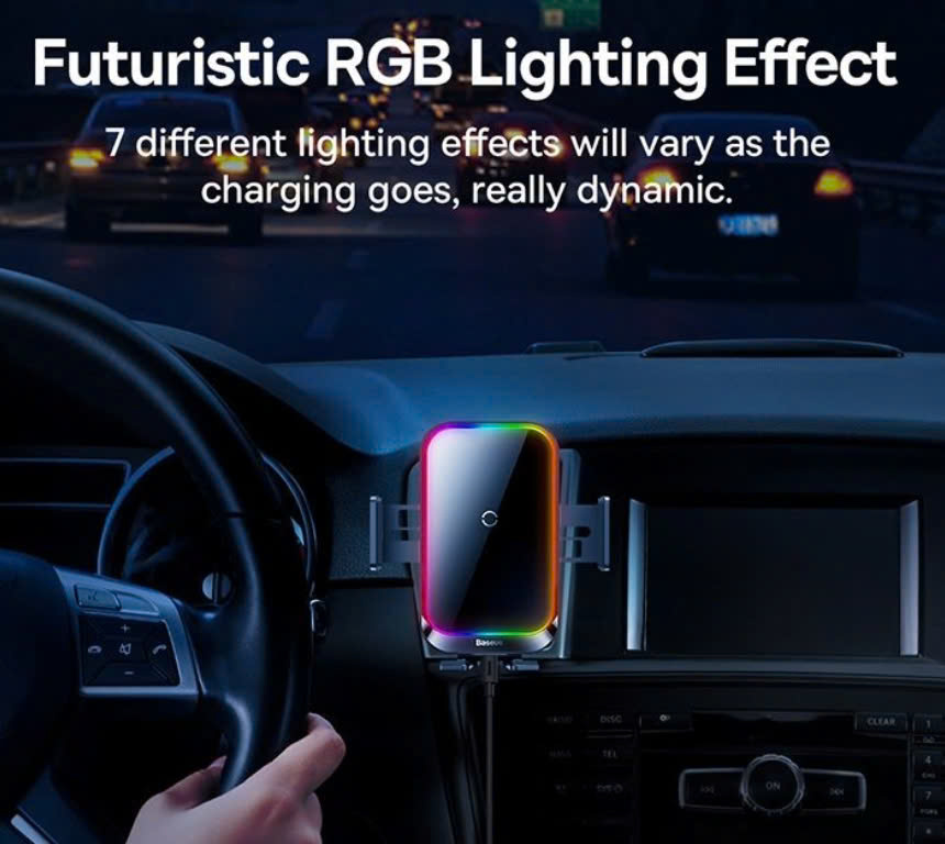 Đế Giữ Điện Thoại Tích Hợp Sạc Không Dây Trên Ô Tô Baseus Halo Electric Wireless Charging Car Mount 15W [hàng chính hãng]