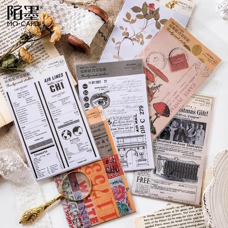 Set 6 tờ stickers lớn kiểu cổ điển vintage DIY