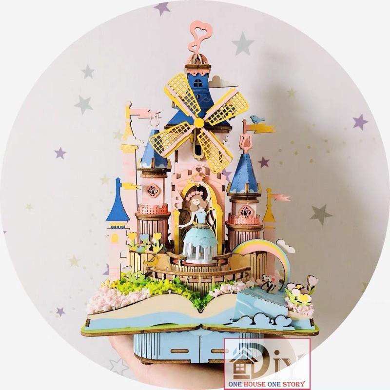 Mô hình lắp ráp bằng gỗ 3D Mô hình LÂU ĐÀI MA THUẬT MAGIC CASTLE (KÈM CÓT NHẠC) - Quà tặng tự làm bằng gỗ