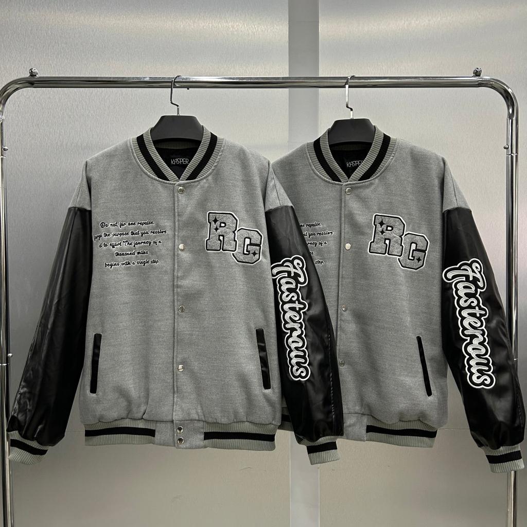 Áo khoác bomber local brand rg butterfly , varsity jacket nam nữ tay da , vasity bóng chày form rộng unisex - Gin store