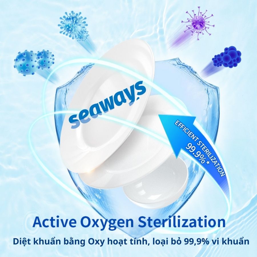 3 túi viên rửa chén Seaways tặng 1 túi muối 500gr- Dành cho mọi loại máy rửa chén bát