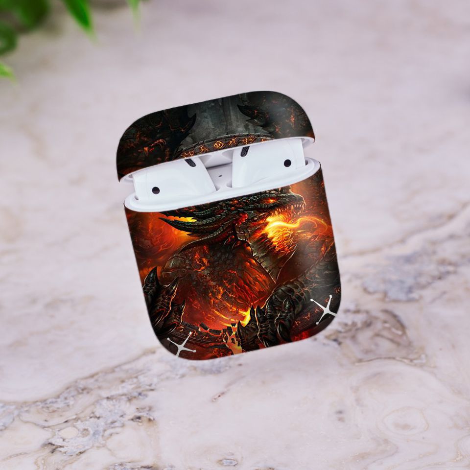 Miếng dán skin chống bẩn cho tai nghe AirPods in hình Rồng Dragon - dra047 (bản không dây 1 và 2)