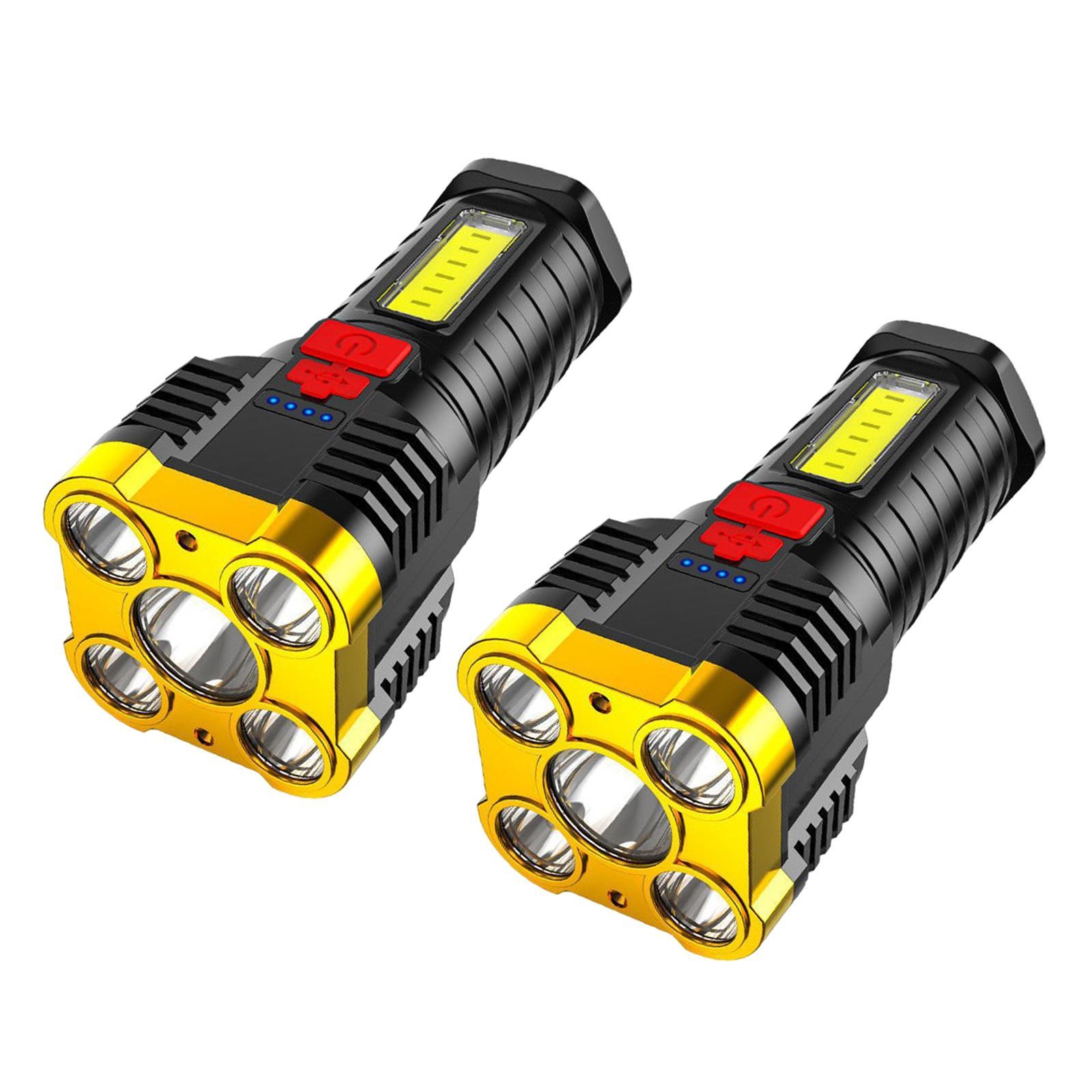 2x LED Searchlight Rechargeable Super Bright Handheld Portable USB Flashlight