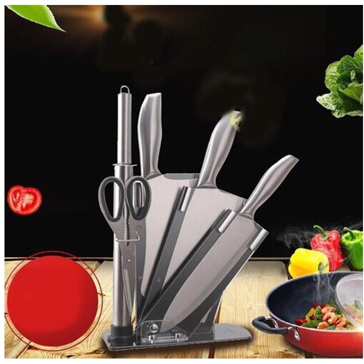 Bộ Dao Nhật INOX 6 Món Nhà Bếp Cao Cấp Kèm Khay Đựng