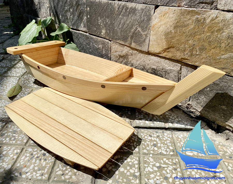Khay Thuyền Gỗ 55cm trang trí lẩu, hải sản và thực phẩm tươi sống