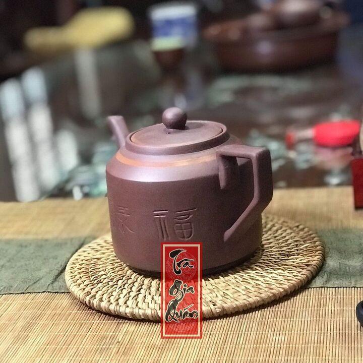 Ấm Trà Đạo Tử Sa Bát Tràng Khắc Phúc Lộc Thọ Dáng Hán Đạc Dung Tích 450ml ABTTH 11