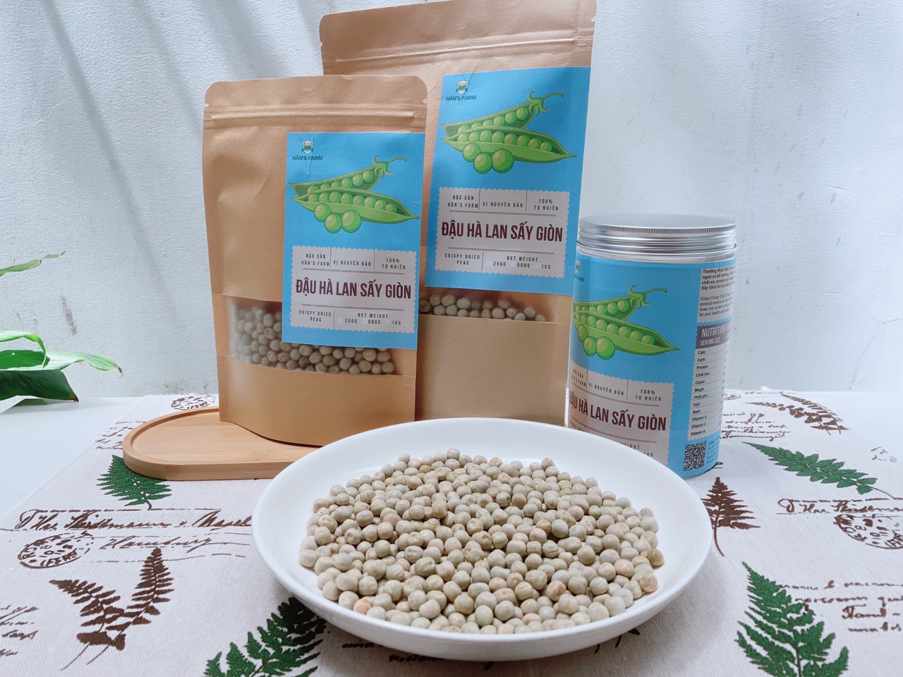 Đậu hà lan sấy giòn nguyên vị ăn liền loại 1, không muối, không biến đổi gen _ Crispy dried Peas non GMO