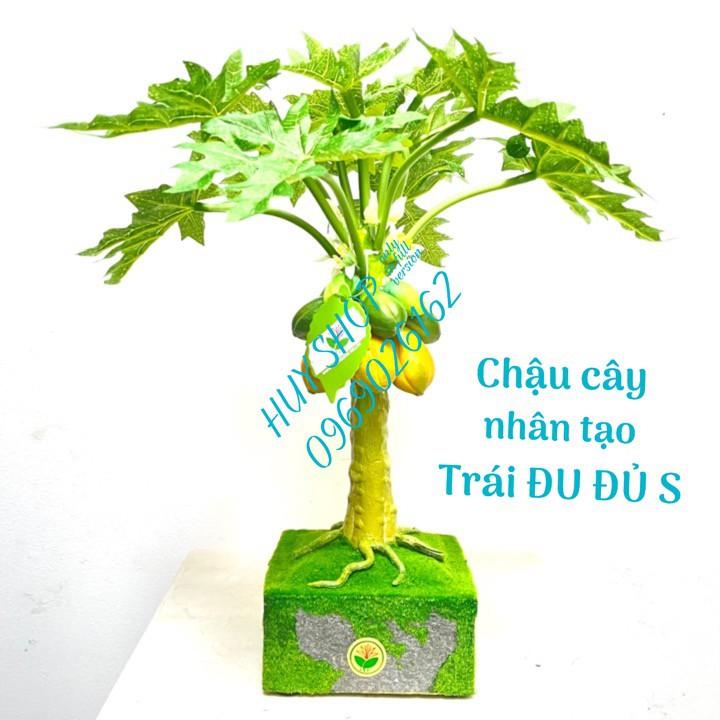 Chậu cây Trái ĐU ĐỦ Nhí Vuông để bàn (32cm) nhân tạo trang trí nhà cửa