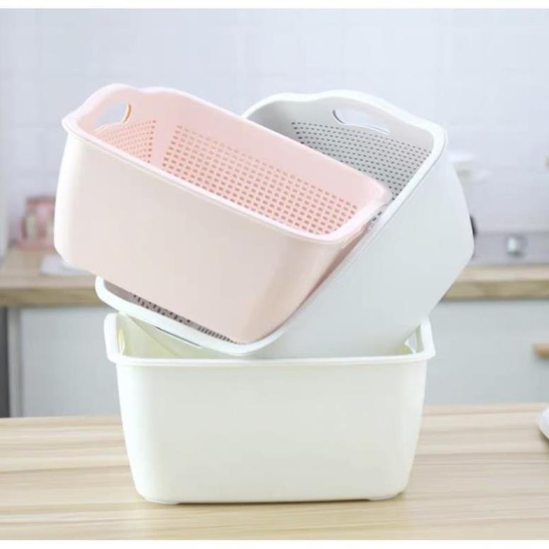 Rổ nhựa 2 lớp hình vuông ,rổ đựng rau củ quả hàng xuất Nhật cao cấp 1320