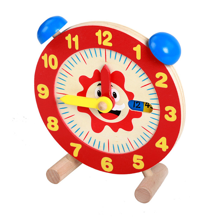 Đồng hồ trẻ em bằng gỗ đồ chơi trẻ em học cách xem kim giờ kim phút học phép tính cộng và trừ