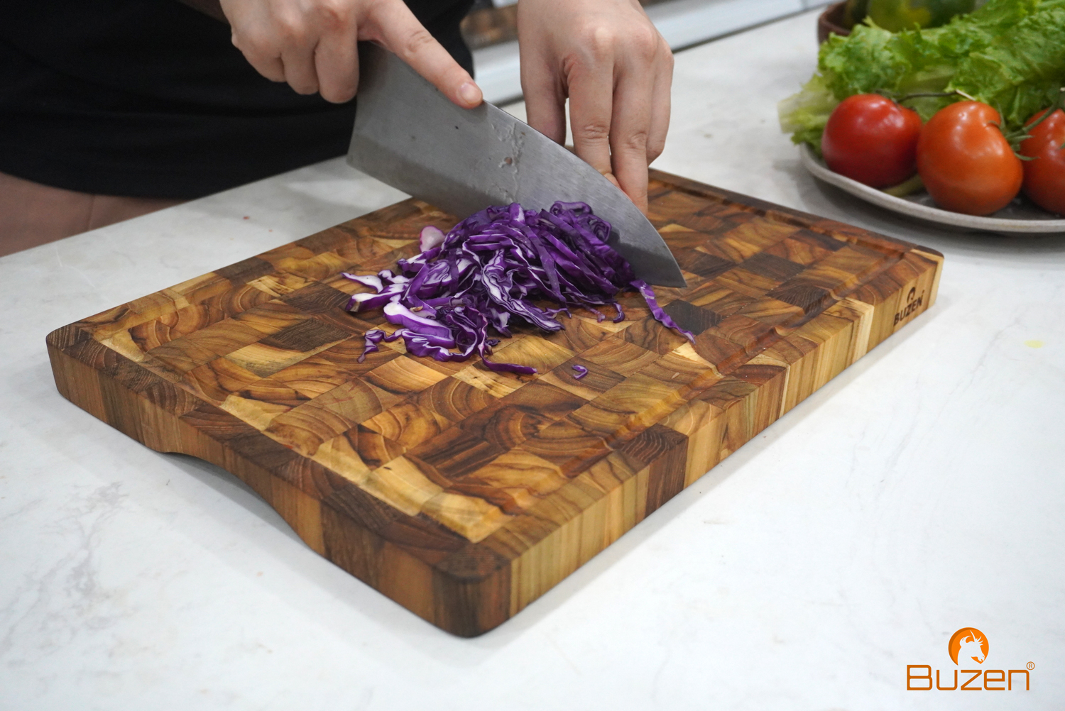 Thớt Gỗ Teak BUZEN Chữ Nhật Cao Cấp 25x35x2.5cm Gỗ Cao Cấp Không Ra Mùn Dăm, Bảo Vệ Lưỡi Dao, Có Kiểm Định An Toàn