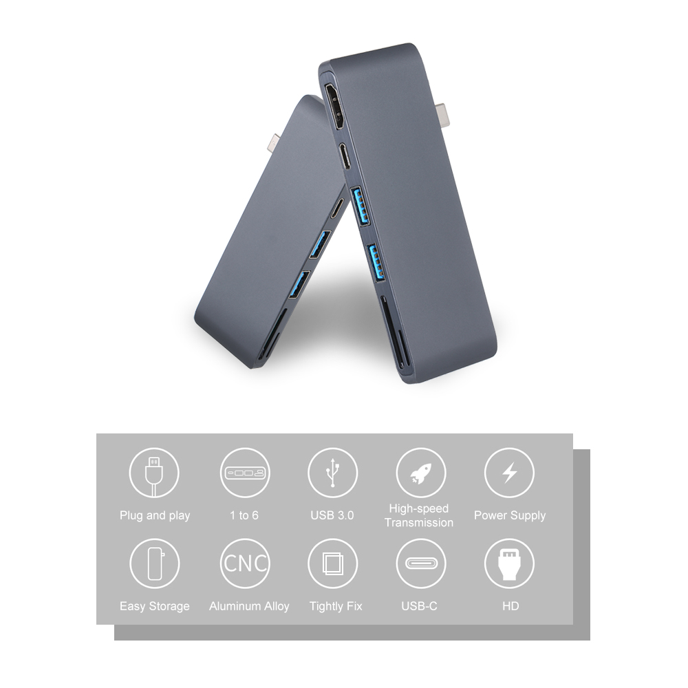 Bộ Chuyển Đổi Đầu Đọc Thẻ SD / TF Loại C USB 3.0 Hub Sang 4K * 2k 30Hz HD Cho Macbook Pro Nintendo