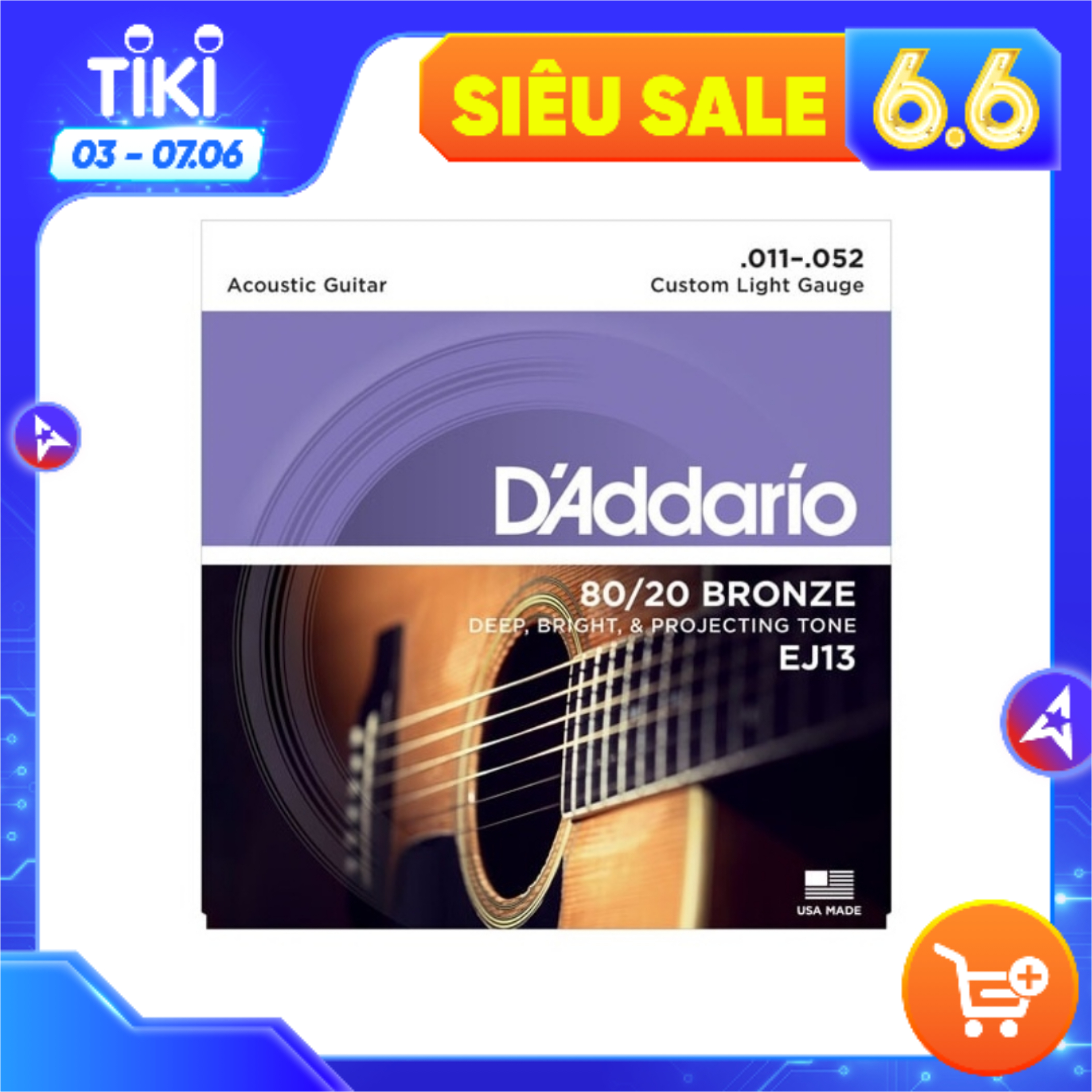 Bộ Dây Đàn Guitar Chính Hãng Acoustic D'Addario EJ13, EJ26, ULTRAPACK EZ910+EJ26