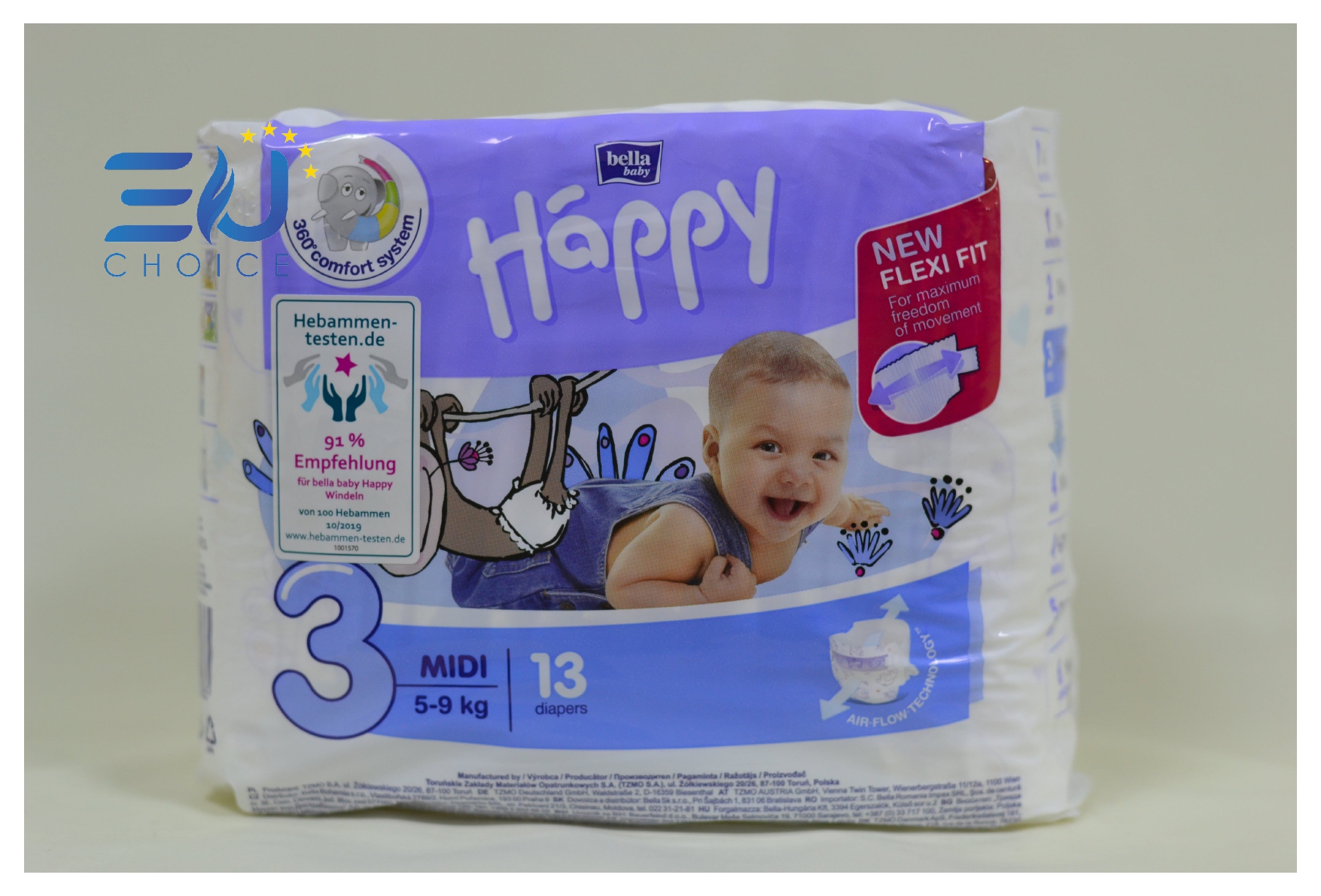Bỉm T3, tã dán cao cấp BELLA HAPPY nhập khẩu Pháp 52 miếng cho bé 5-9kg thoáng mát, thấm hút, chống tràn