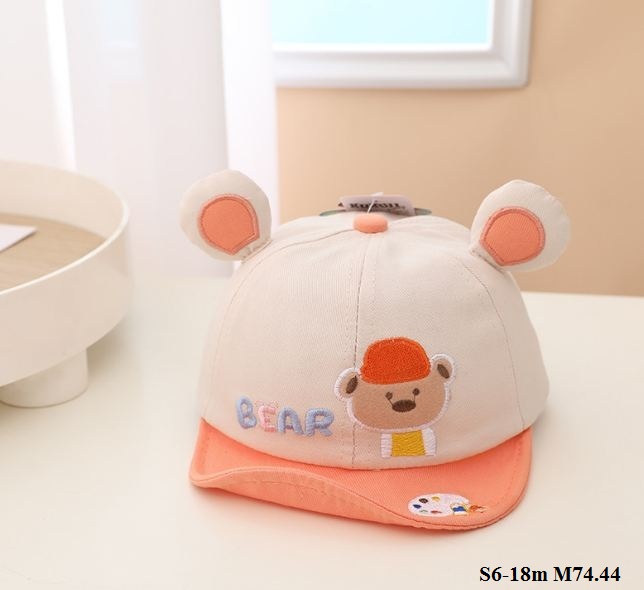 M74 Mũ bear mũ lưỡi trai họa tiết chú gấu dễ thương cho bé trai và bé gái S6-18m