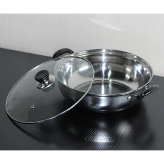 Nồi lẩu nắp kính 28cm chất liệu inox