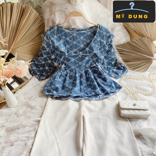 ÁO KIỂU THÊU REN LỖ- TAY PHỒNG LỠ- SIÊU CƯNG