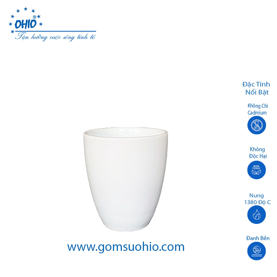 Ca Trụ Không Quai 270ml Sứ Trắng OHIO
