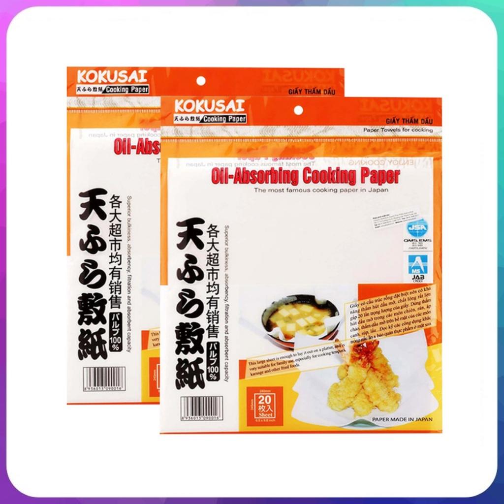 Giấy thấm dầu ăn thực phẩm Nhật Bản Kokusai thấm dầu nấu ăn đồ chiên rán nhà bếp gói 20 tờ/1 túi
