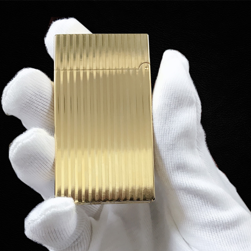 Vỏ Hột Quẹt Bật Lửa Upon Xăng Đá DX06V Họa Tiết Vàng Kẻ Dọc Đẹp Độc Lạ - Dùng Xăng Bấc Đá Cao Cấp