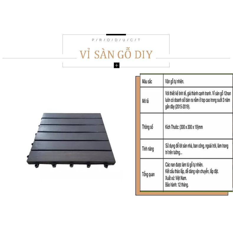 Combo 20 Tấm ván sàn gỗ vỉ nhựa lót ban công sân vườn 6 nan màu vàng, nâu, ghi - THÙNG VÁN/THẢM GỖ LÓT NỀN/BAN CÔNG