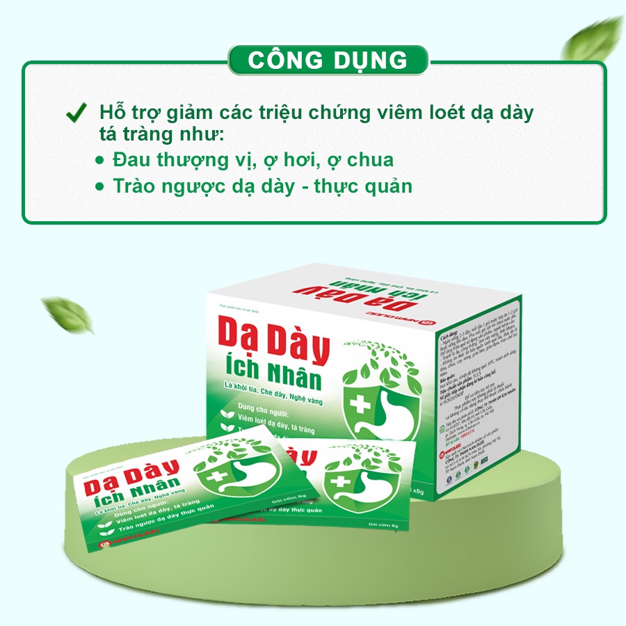 Dạ Dày Ích Nhân, hỗ trợ giảm các triệu chứng viêm loét dạ dày, trào ngược dạ dày