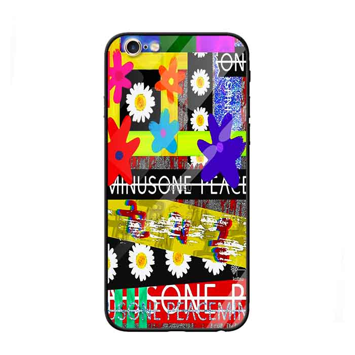 Ốp lưng kính cường lực cho iPhone 6 /6s Nền Họa Tiết Hoa Cúc Zigzag - Hàng Chính Hãng