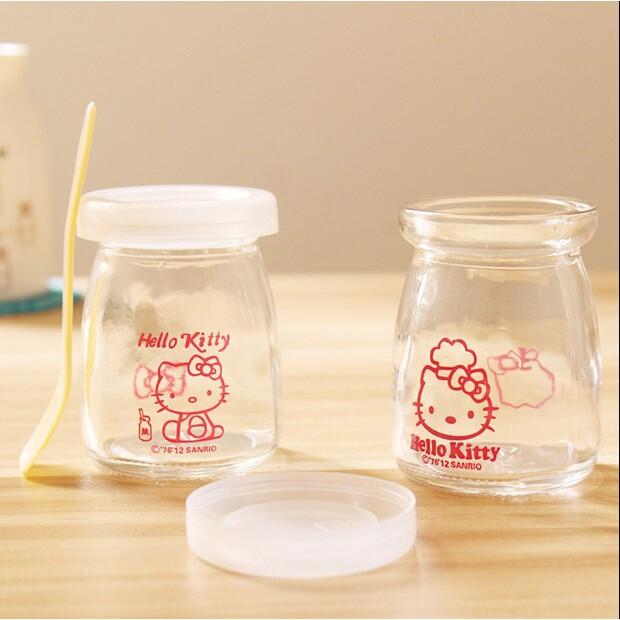 Hũ sữa chuaHũ thủy tinh pudding kèm nắp 110ml có hình