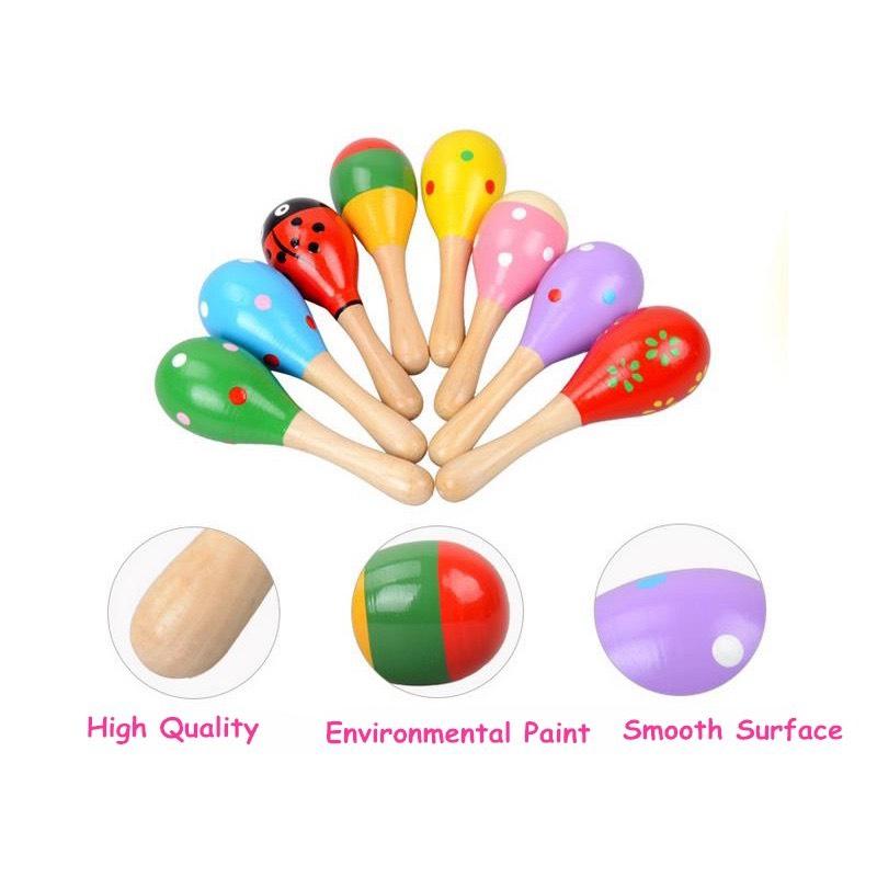 Combo 5 Đồ Chơi Âm Thanh Cho Trẻ Nhỏ Xúc Xắc Trứng Lục Lạc Bằng Gỗ Nhiều Màu
