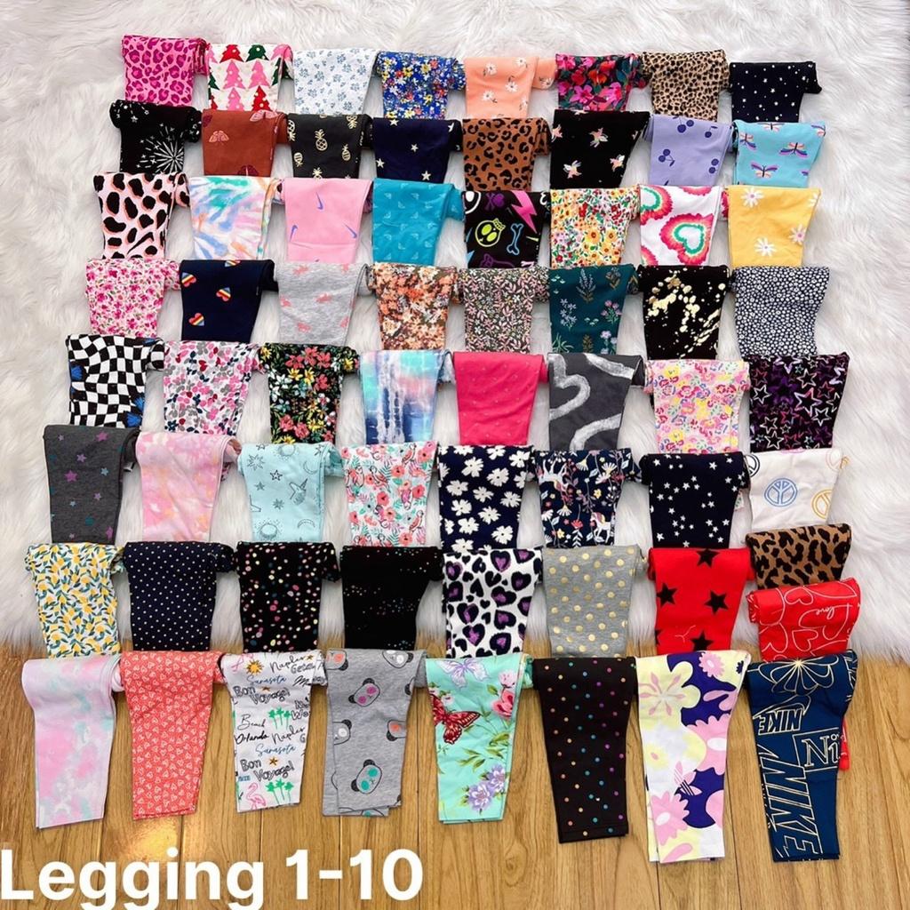 SET 5 QUẦN LEGGING THUN COTTON 4 CHIỀU HỌA TIẾT CHO BÉ GÁI 10-41KG