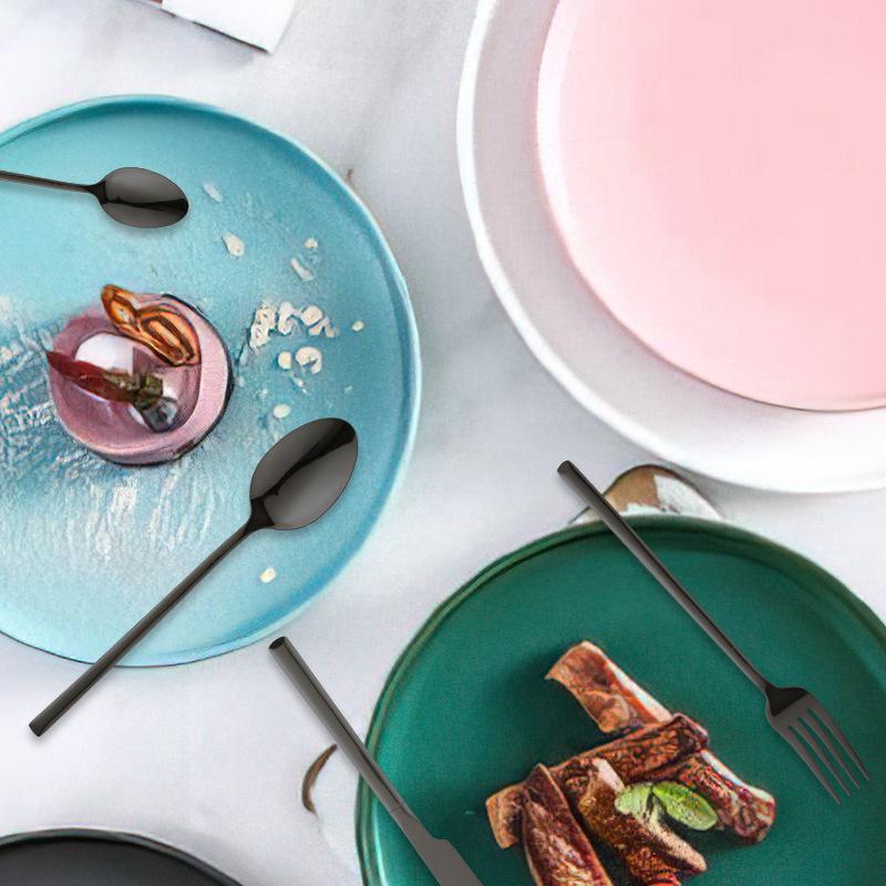 16 Chiếc Hoa Hồng Vàng Bộ Dao Kéo Bộ Dao Muỗng Nĩa Cà Phê Thìa Bộ 3 Thìa Ăn Uống Inox Phẳng Bằng Bộ Tây Bếp Bộ Đồ Ăn