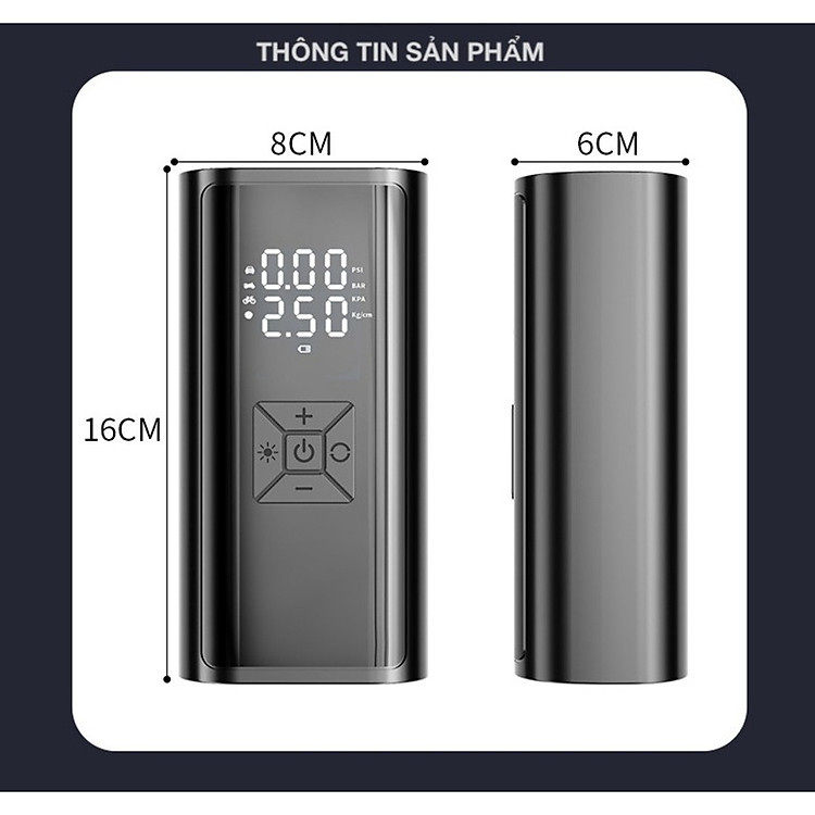 Bơm Lốp Ô Tô 3in1 2 Xi Lanh Tự Động Ngắt Cao Cấp Động Cơ Mạnh Mẽ Và Bền Bỉ Sử Dụng 3 Đầu Tương Thích Các Loại Xe