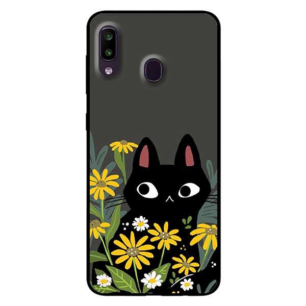 Ốp lưng dành cho Samsung Galaxy A20 / A30 / M20 - Mèo Đen Hoa Vàng