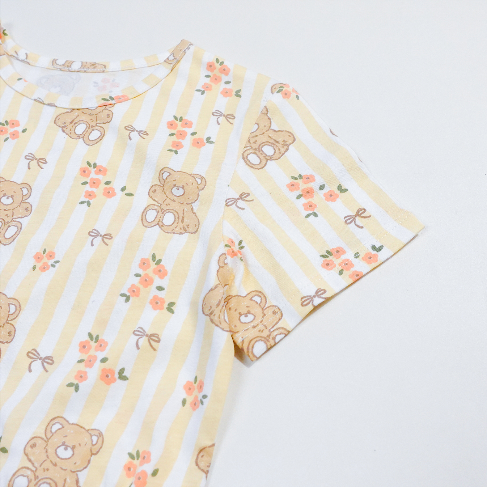 Váy hè bé gái Bigfox Miss Meow ngắn tay size đại vải thun cotton in gấu cho trẻ em 3-11 tuổi 35kg