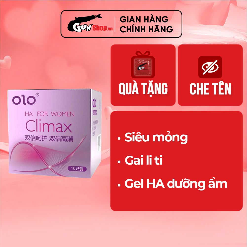 Bao cao su OLO 0.01 Climax Ha For Women - Siêu mỏng, dưỡng ẩm, gai li ti - Hộp 10 cái