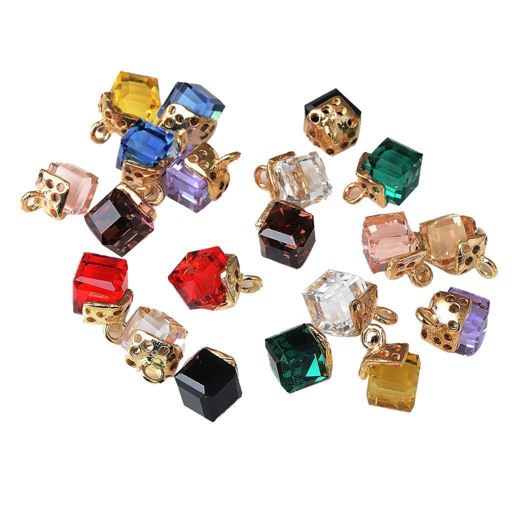20 Pieces Multicolor Acrylic Cube Charms Pendants for DIY Jewelry Making Crafts