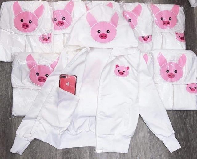 Áo khoác chú heo dễ thương cute , chất da cá cotton mịn dày