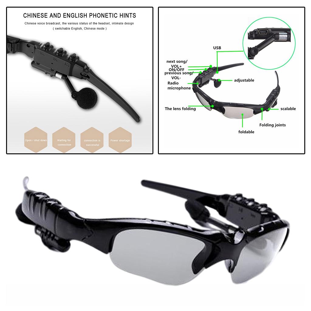 Sports Bluetooth Sunglasses Headset Headphone for Men Earpiece Hands-Free