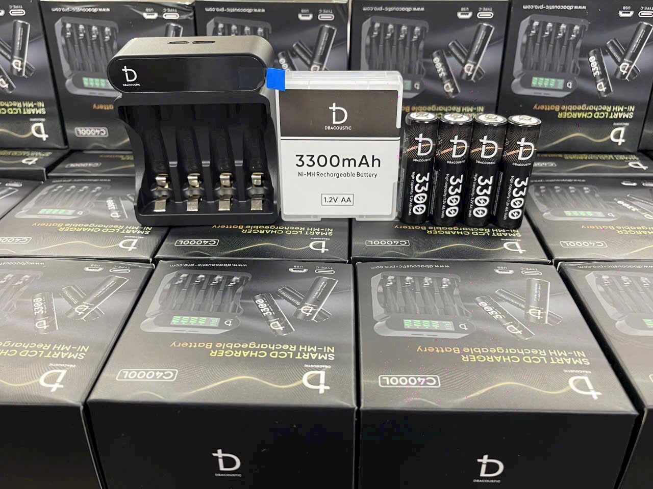 Combo Pin sạc AA micro db acoustic 3300mah, dock sạc db acoustic 4 slot