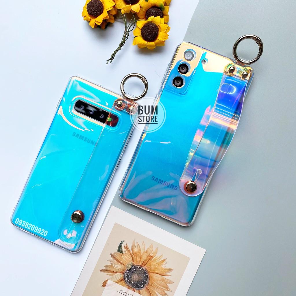 Ốp Lưng Đa Sắc Đính Dây Xỏ Tay Cho Dòng Samsung Galaxy S21Ultra , S21 Plus , S20 Ultra , S20 Plus , S10 Plus
