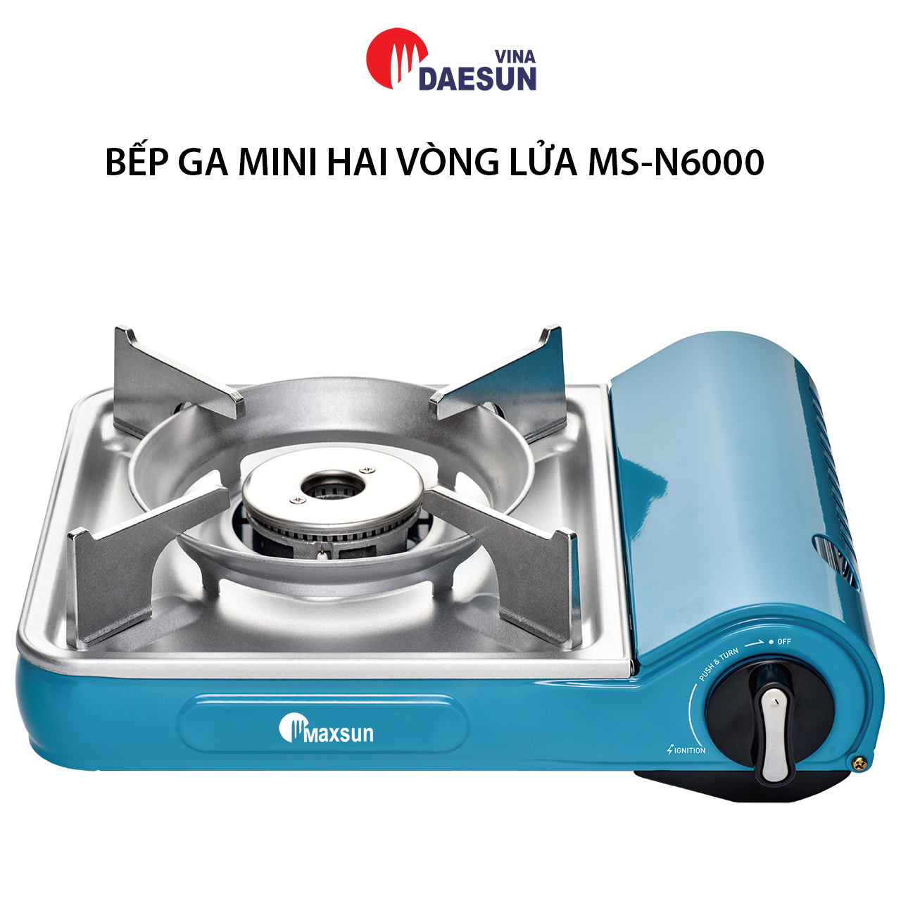 Bếp Ga Mini Maxsun MS-N6000R - Công Suất 2200W | Hai Vòng Lửa | Nhôm Nhẹ Cao Cấp - Inox Chổng Rỉ | Bảo Hiểm Chống Nổ | Hàng Chính Hãng