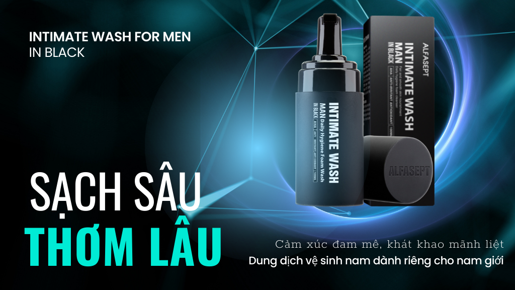 Bọt vệ sinh nam cao cấp hương nước hoa tinh khiết ALFASEPT INTIMATE WASH FOR MEN IN BLACK FOR MEN Chai 100ml